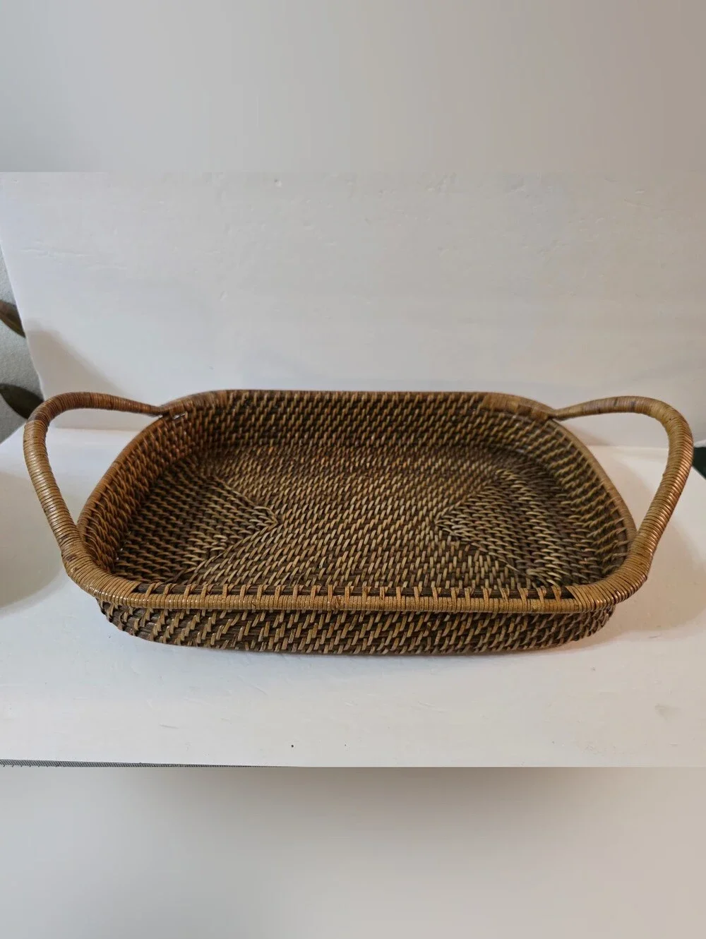 Pampered Chef Woven Selection Serving Tray Ratan Wicker Retired